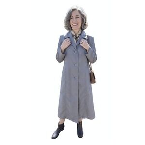 Misty Harbor Von Trench Coat vintage Womens 14 Pet Grey Blue Removable Liner